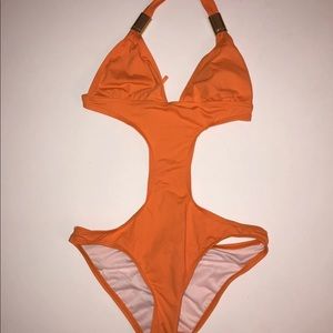 L*Space bright orange monokini, size X-Small.